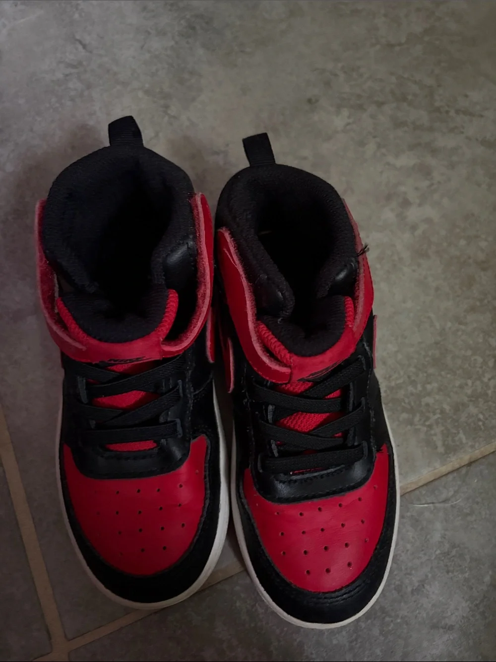 Nike Kids High-Top Sneakers in Red and Black